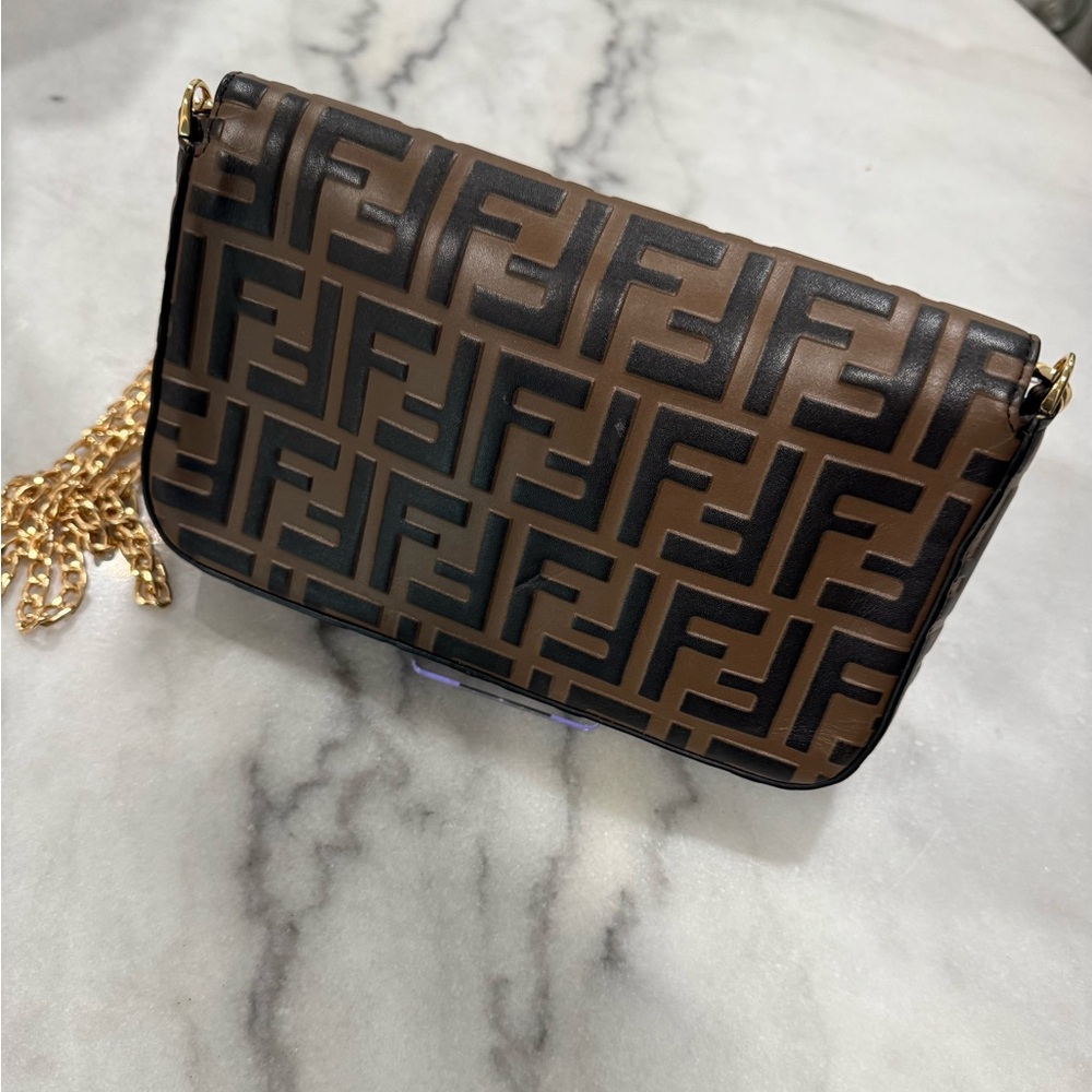 Fendi Black and Brown Logo Crossbody with Gold Accents - Picture 5 of 6